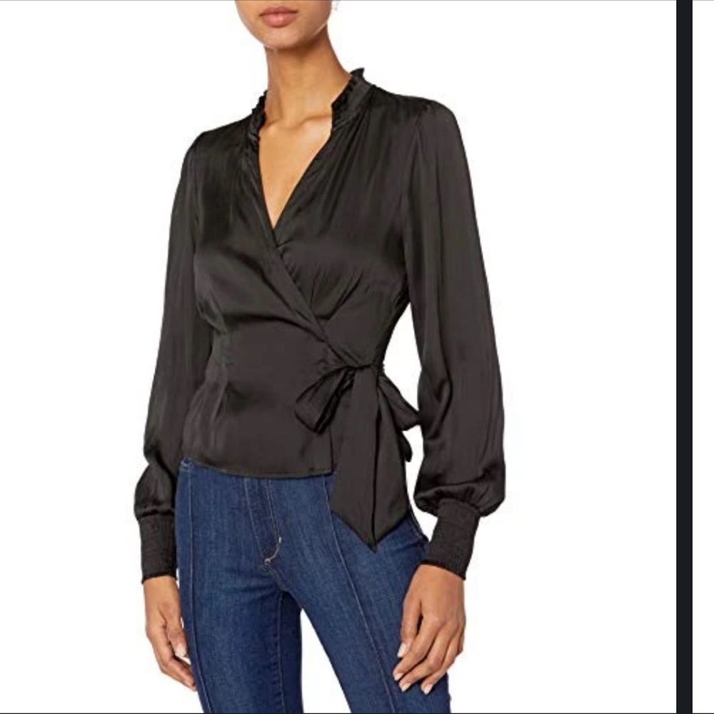 PAIGE Elegant Black Satin Blouse